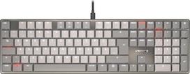 CHERRY KC 500 MX LP mechaninė plokščia klaviatūra, vokiškas QWERTZ išdėstymas, pilkos spalvos | Pilno dydžio, laidinė (USB-A jungtis), reguliuojamas baltas apšvietimas, aukštos kokybės PBT klavišų dangteliai, MX LP 2.0 IVORY jungikliai