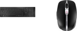 CHERRY KW 9100 plona belaidė klaviatūra, vokiškas išdėstymas, juoda sidabrinė ir MW 9100, belaidė ir įkraunama pelė, pasirinktinai prijungiama per "Bluetooth" arba 2,4 GHz radijo ryšį, juoda