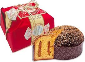 Chiostro di Saronno Artisan Panettone su Amaretto kremu 750 g, lėtai fermentuota panettone, įdaryta Panettone su Amaretto kremu, padengta juoduoju šokoladu ir Amaretto trupiniais