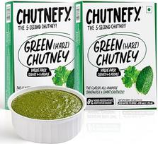 CHUTNEFY Žaliasis (Hari) mėtų čatnis - 100% natūralūs ingredientai - 2 x 75g (sausas), įpilkite vandens, kad gautumėte po 9 uncijas, 4-5 porcijos pakuotėje, klasikinis universalus čatnis, puikiai tinkantis