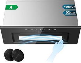 CIARRA CBCB5931B Įmontuojamas gartraukis 52 cm Ventiliatoriaus modulis 460 m³/h Įrengimo gartraukis Jutiklinis valdymas su CBCF055 aktyvuotos anglies filtru Integruotas ištraukiamojo oro recirkuliacijos gartraukis 3 galios lygiai