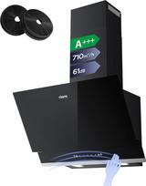 CIARRA CBCB6736A A+++ virtuvės gartraukis, 60 cm, recirkuliacinis, 650 m³/h, su gestų valdymu „SensorTouch“, CBCF003 aktyvintosios anglies filtras, juodos spalvos