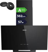 CIARRA CBCB6750C A++ virtuvės gartraukis, 60 cm, recirkuliacinis, valdomas jutikliniu ekranu, su aktyvintosios anglies filtru CBCF002X2, be gaubto, pasviręs, našumas 350 m³/h, 3 greičio režimai, juodos spalvos | „SensorTouch“ -valdymas, tylus 57 dB, recir