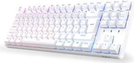 CIY X77 mechaninė žaidimų klaviatūra, 88 klavišai, QWERTZ išdėstymas, programuojamas RGB apšvietimas, trys aukščio nustatymo lygiai, C tipo kabelis, „Win/Mac“ sistemoms skirta klaviatūra su „Hot-Swap“ funkcija (pilka + rudi jungikliai) (WR)