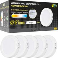 CLAR – LED lubinis šviestuvas, vonios kambario LED lubinis šviestuvas, lubinis šviestuvas, apvalus, 12 W, CCT (3000ºK–4000ºK–6000ºK) (10 vnt. pakuotė)