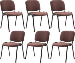CLP Design lankytojų kėdė „KEN“ (6 vnt.) – sukraunama, prieinama, tvirta, audinio apmušalas: rudas