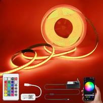 COB LED juosta 24 V 5 m RGB WiFi Dimmable, Arote COB LED juosta su valdikliu ir maitinimo šaltiniu, didelio tankio 576LEDs/M IP20, valdoma programėle, suderinama su Alexa Google Home