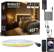 COB LED juosta, 12 m, šiltai balta, reguliuojamo ryškumo, 24 V, su infraraudonųjų spindulių nuotolinio valdymo pultu