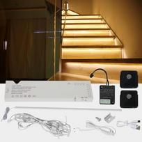 COB LED laiptų apšvietimas su nuotolinio valdymo pultu, 16 šviesos intensyvumo lygių, 3000 K šilta balta šviesa, 80 cm ilgio, LED laiptų apšvietimo rinkinys, laiptų apšvietimas patalpoms, pilnas rinkinys