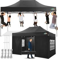 COBIZI Pavillon 3x4,5 Wasserdicht Stabil Winterfest mit 4 Seitenwand, Popup Faltpavillon Partyzelt, Faltbarer Sonnenschutz Gartenpavillon für Strand Hochzeit Camping mit Handtasche(3 mal 4,5m Schwarz)