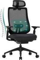 COLAMY XK01 „Atlas“ ergonomiška tinklinė biuro kėdė, vadovų kėdė su aukštu atlošu, reguliuojama galvos atrama ir 4D porankiai, slankiojanti sėdimoji dalis, atlošimo ribotuvas, nailono pagrindas, juoda