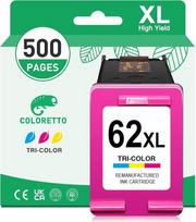 COLORETTO 62XL (1 spalva) Spausdintuvo kasetės, suderinamos su HP 62 XL spausdintuvo kasetėmis, skirtos „OfficeJet“ 5740, 5742, 5744, 200, 250 ir „Envy“ 5540, 5548, 5640, 5646, 7640, 5545 5544 spausdintuvams