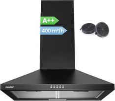 COMFEE CH60A17EM400B A++ 60 cm sieninis recirkuliacinis ir ištraukiamasis gartraukis su aktyviosios anglies filtru, 400 m³/h oro srautas, 5 sluoksnių plaunamas riebalų filtras, reguliuojamas židinys, juodas