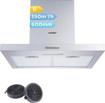 COMFEE’ TSHM17SS-60 60 cm pločio nerūdijančio plieno virtuvės gaubtas su LED apšvietimu ir recirkuliacijos sistema, skirtas viryklės gaubtui, sieninis dulkių siurblys, 600 mm, sidabrinis