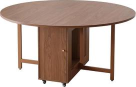 COMUHOME 120,1 cm apvalus sulankstomas valgomojo stalas 4-6 žmonėms, medinis virtuvės stalas, didelis sulankstomas stalas su lentyna, metalinės kojos, skirtas namams, valgomajam, svetainei, riešutmedis (tik stalas)