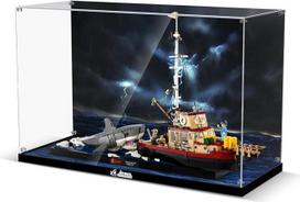 cooldac Akrilo vitrina, suderinama su Lego Ideas 21350 The White Shark, dulkių nepraleidžianti skaidri HD fono vitrina, suderinama su Lego 21350 statybiniu rinkiniu (tik dėžutė, be modelio)