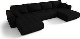 CORNERO „Lara U“ kampinė sofa U formos su miego funkcija ir daiktų laikymo dėže – U formos sofa svetainei, 5 vietų, 384 cm x 175 cm x 85 cm (juoda)