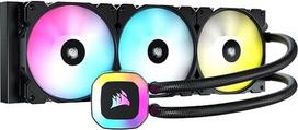 CORSAIR H150 RGB skysčio aušinimo procesoriaus aušintuvas – 360 mm AIO – SP120 RGB Elite ventiliatorius – Tinka „Intel“ LGA 1200/115X/2066, „AMD“ AM4 – Komplekte yra pagrindinės plokštės ARGB adapteris – Juodos spalvos