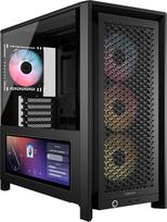 CORSAIR „Frame 4000D LCD RS ARGB“ vidutinio dydžio ATX kompiuterio korpusas – juodas | Modulinis, „Xeneon Edge“ LCD jutiklinis ekranas, „InfiniRail“ ventiliatorių tvirtinimo sistema, 4 „RS120 ARGB PWM“ ventiliatoriai