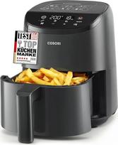 COSORI karšto oro keptuvė maža 2 l, mini oro keptuvė 1 asmeniui, idealiai tinka stovyklavimui, kelionėms ir kemperiams, greita, kompaktiška, be aliejaus, taupo energiją, šviesiai juoda, tamsiai pilka