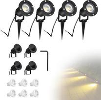 CPROSP 4 x 5 W LED GU10 sodo prožektorius su antžeminiu smaigaliu AC85-265 V su 40 cm maitinimo kabeliu Vandeniui atspari lempa šiltai balta sodo terasai ir garažui su 2 papildomomis LED lemputėmis