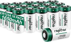 CR123A 3 V ličio baterija, CR17345 1650 mAh vienkartinės ličio baterijos su mažu savaiminiu išsikrovimu, skirtos žibintuvėliams, fotoaparatams, mikrofonams ir kt.