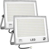 CREATESTAR 2 lauko LED prožektorių pakuotė, 200 W, IP66 vandeniui atsparus, itin ryškus LED prožektorius, 20 000 LM lauko prožektorius, LED žirklės paleidimo įrenginys, 6500 K šaltai baltos spalvos prožektorius, LED prožektorius