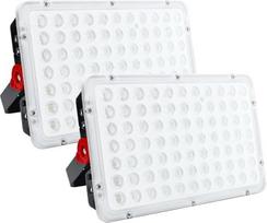 CREATESTAR LED lauko prožektorius, 2 vnt., 200 W statybinis prožektorius, 20000 lm, lauko prožektorius, 6500 K šaltai baltos spalvos prožektorius, IP66 atsparus vandeniui, LED prožektorius sandėliui, sodui, garažui, sporto aikštelei, kiemui, automobilių s