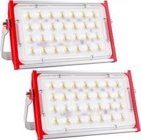 CREATESTAR LED lauko prožektorius, 100 W, 2 vnt., 10000 lm, statybinis prožektorius, IP66 atsparumas vandeniui, lauko prožektorius, 6500 K šaltai baltos spalvos LED prožektorius sandėliui, garažui, sporto aikštelei, sodui, kiemui, automobilių stovėjimo ai