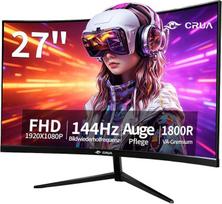 CRUA 27 colių išlenktas monitorius su 1920 x 1080P, 100 Hz / 120 Hz / 144 Hz kompiuterio monitorius, 27 colių, su 1 HDMI ir 1 VGA jungtimis, reguliuojamu pakreipimu, suderinamas su VESA standartu, akis tausojantis kompiuterio ir biuro monitorius, skirtas