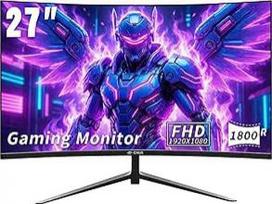 CRUA 27 colių lenktas žaidimų monitorius, FHD 1080P, 200 Hz, 1 ms GTG, 1800R išlenkimas, "FreeSync", mažas judesių susiliejimas, apsauga nuo akių, VESA laikiklis, HDMI ir DP, juodas