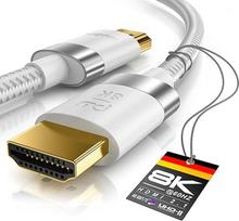 CSL - HDMI kabelis 2.1 - 8K @ 60 Hz 4K @ 120 Hz DSC - HDTV 7680 x 4320 - UHD II - HDMI 2.1 2.0a 2.0b - 3D - HDMI kabelis Ethernet - HDR - ARC - suderinamas su "Blu Ray" PS4 PS5 "Xbox" X serija - baltas