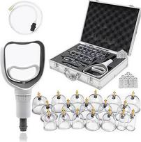 Cupping Glasses with Vacuum Pump, Cupping Set, 18 Pieces Cupping Sets for Face and Body, Cupping for Tension and Relaxing Muscles, Cupping Glass with Acupressure Point Magnets (Storage Suitcase)