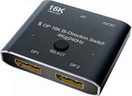 CY HUB DP „DisplayPort 2.0“ dvikryptis 2x1 jungiklis-skirstytuvas-perjungiklis, palaikantis HDCP, SST, išplėstą 16K@60Hz ir 4K@240Hz, keitiklis