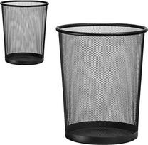 D.RECT biuro šiukšliadėžė, 19 l, vielos tinklo šiukšliadėžė, metalinė biuro šiukšliadėžė, tinklinė, apvali, XXL, juoda, 2 vnt.