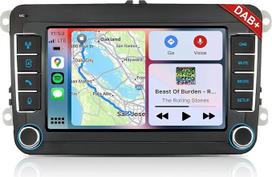 DAB automobilių radijas su ekranu, skirtas „VW Golf 5“, „6“, „T5“, „Polo 6R“, „Caddy“, „Škoda Tiguan“, „Seat“ ir „Passat“ modeliams, 7 colių radijas su „Apple CarPlay“, belaidžiu „Android Auto“ („MirrorLink“), „Bluetooth“, FM, vairo valdymu, DAB+ ir 2DIN