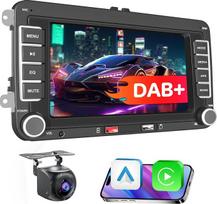 DAB+ 7 colių 1280 x 720 jutiklinio ekrano automobilių radijas, skirtas „VW Golf 5“, „Tiguan“, „Touran“, „Passat“, „Polo“, „Škoda Caddy“ ir „Seat“ automobiliams, su „CarPlay“, „Android Auto“, SWC, AM/FM, atbulinės eigos kamera, „Bluetooth“ ir „MirrorLink“