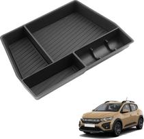 Daiktadėžė centrinėje konsolėje, suderinama su „Dacia Sandero 3“ / „Sandero Stepway 3“ / „Dacia Jogger“ (2021–2025 m.), daiktadėžė centrinėje porankėje, porankio organizatorius su neslystančiu kilimėliu, juodos spalvos