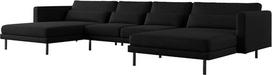 DANI kampinė U formos sofa – didelė modulinė šeimos sofa su „Verita“ apmušalu – patogi sofa svetainei – 391 cm pločio (juoda)