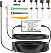 Dashcam Hardwire Kit, 4 m / 13,12 pėdų USB-C 12 V-24 V į 5 V kietųjų laidų automobilinio įkroviklio kabelių rinkinys su saugikliu ir saugikliu, skirtu Dashcam stovėjimo režimui ir žemos įtampos apsaugai