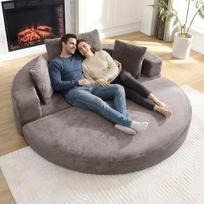 Daugiafunkcinė laisvai stovinti sulankstoma sofa-lova („Boneless Couch“) – ovalo formos lova su pagalvėmis, modulinė sofa, velveto audinio apmušalas (173 x 176 cm), skirta butų svetainėms ir miegamiesiems, pilkos spalvos