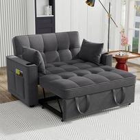 Daugiafunkcinė sofa su miego funkcija, sulankstoma sofa-lova su gėrimų laikikliu ir pagalvėle, tinkama svetainei, miegamajam, namų kino teatrui (pilka, 137 x 76,5 x 83 cm)