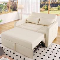 Daugiafunkcinė sulankstoma sofa-lova, sofa su reguliuojama atlošo dalimi, idealiai tinka mažiems butams ir studentų bendrabučiams, 180 x 127 cm sofa-lova, smėlio spalvos