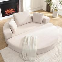 Daugiafunkcinė „Boneless Couch“ sofa, atskirai stovinti sulankstoma sofa-lova su miego funkcija, modulinė sofa iš velvetinio audinio, ovalo formos lova su pagalvėle, sofa-lova, skirta svetainei ir miegamajam, smėlio spalvos