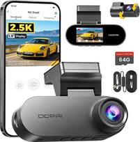 DDPAI N2 dviguba vaizdo registravimo kamera automobiliui (priekinė ir galinė), 2,5K + 1080p, 1,9 colio LCD ekranas / AI naktinis režimas