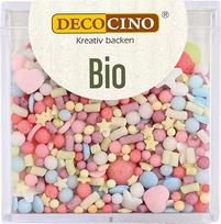 DECOCINO Organic Confetti Party - 60 g - veganiški cukraus pabarstukai iš ekologiško vynuogių cukraus, skirti tortams ir desertams puošti ir dekoruoti, 33829