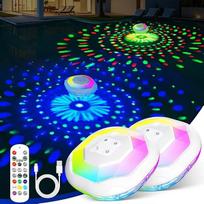 DeeprBetter Schwimmende Poolbeleuchtung Akku mit Fernbedienung, LED Pool Lichter Schwimmend mit Bunten Lichtershow, IP68 Wasserdichter Whirlpool Lichter,Unterwasser Beleuchtung für Spa Badewannen-2PCS