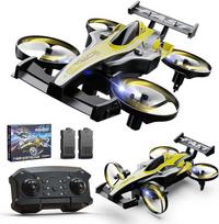 DEERC HT35 RC dronas vaikams su „2-in-1“ režimu (žemės ir oro), 360 laipsnių sukimaisi, 3 greičio režimais, lengvai valdomas berniukams ir mergaitėms