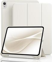 Dėklas "iPad" (A16) 11 kartos 11 colių 2025, "iPad" 10 kartos 10,9 colių 2022 su pieštuko laikikliu, automatinio budėjimo/užmigimo funkcija, palaiko "Touch ID", plonas apsauginis dangtelis su trimačiu stovu (kreminės baltos spalvos)