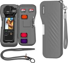 Dėklas „DJI Osmo Pocket 3“, silikoninis apsauginis dėklas „DJI Osmo Pocket 3“, su dirželiu, suderinamas su filtru ir atminties kortele, pilkos spalvos, „DJI Osmo Pocket 4/3“